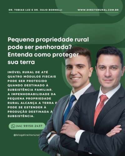 Pequena propriedade rural pode ser penhorada? Entenda como proteger sua terra