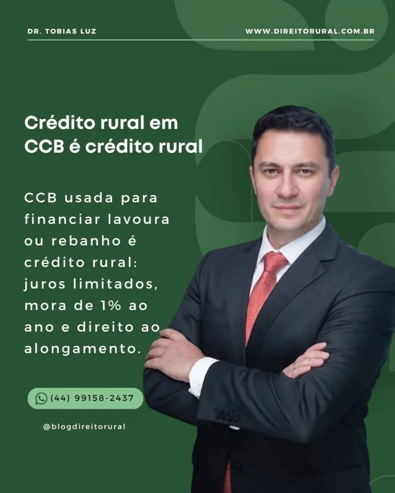 Crédito rural em CCB é crédito rural