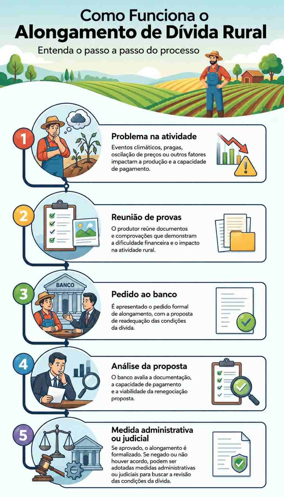 Infográfico sobre como funciona o alongamento de dívida rural.