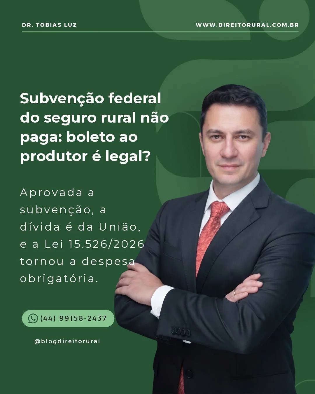 Subvenção federal do seguro rural não paga: boleto ao produtor é legal?