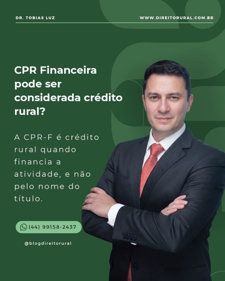 CPR Financeira pode ser considerada crédito rural?